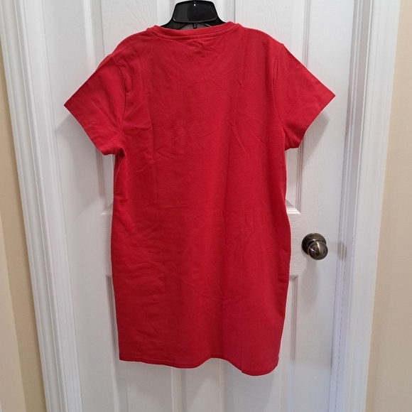 ❤️ New! Champion T-Shirt Dress Red Women's Large Cotton Blend Short Sleeve - Picture 12 of 14